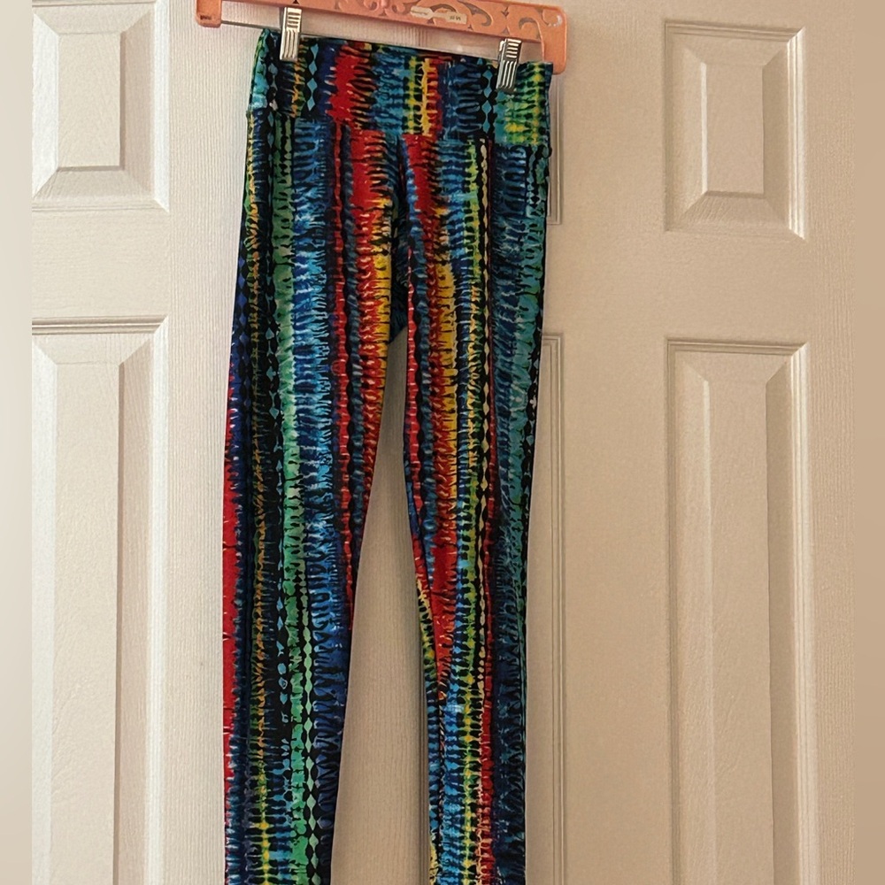 Liquido Activewear Yoga Leggings - Vibrant Tropical Feather Print - Size P/S - Picture 1 of 2